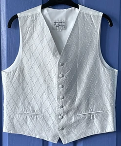 Pure silk silver waistcoat L 42 mens tuxedo vest wedding Anthony Formal Wear - Picture 1 of 5