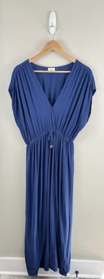 Maxi Vestido Para Mujer Elan Playa Cubrir Talla Mediana Azul Costero Resort Wear Foto 1 de 4