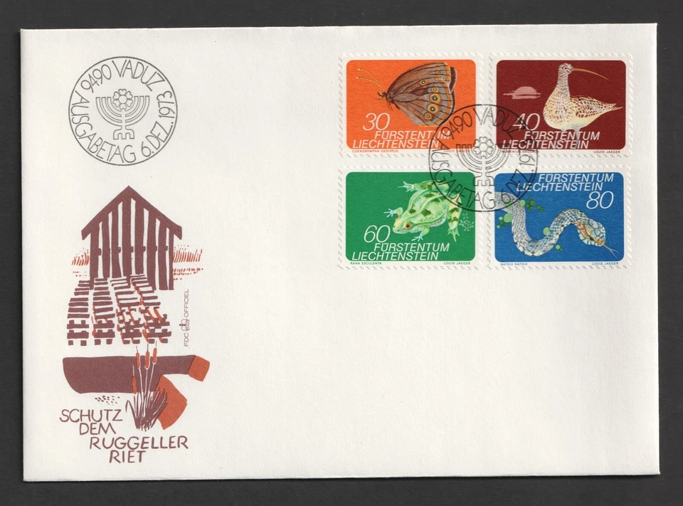 1973 Liechtenstein Small Fauna 1st Series FDC. Vaduz First Day Cover - Image 1 of 1