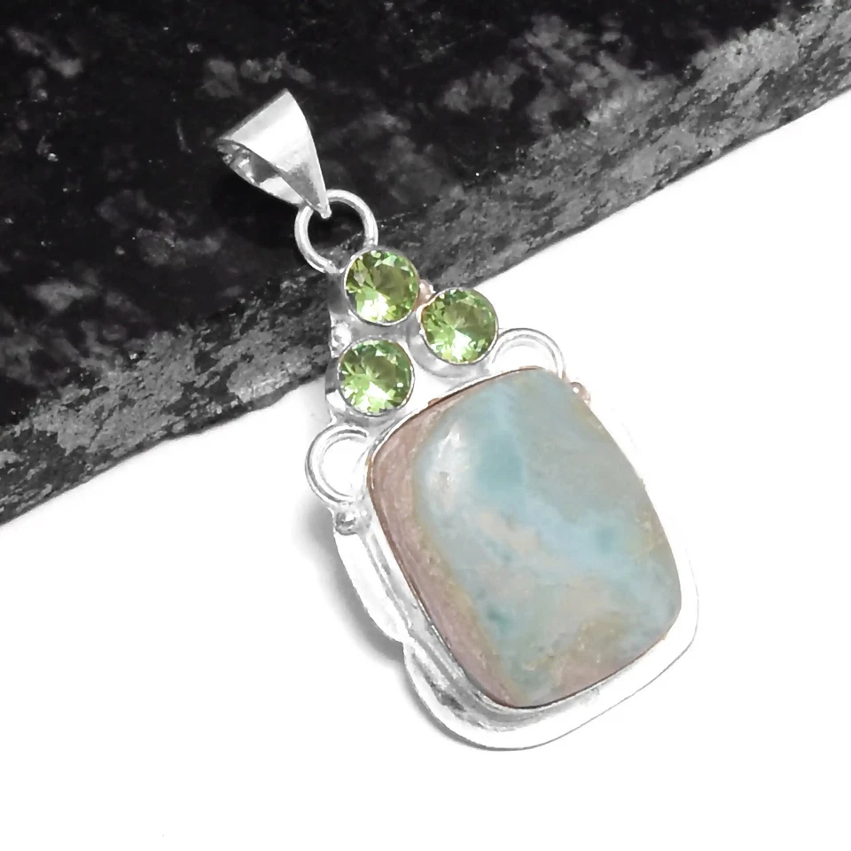 Colgante étnico hecho a mano de peridoto amazonita joyería de regalo 2,2" P-726 Foto 1 de 1