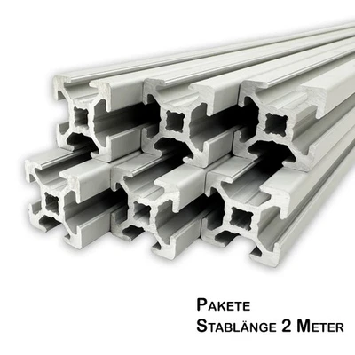 Aluprofil 20x20 mm | Nut 6 | B-Typ | 2 Meter Pakete | Nutprofil Bosch kompatibel - Bild 1 von 4