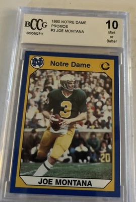 1990 Notre Dame Promos #3 Joe Montana Collegiate Collection Beckett/BCCG-10 Foto 1 de 2