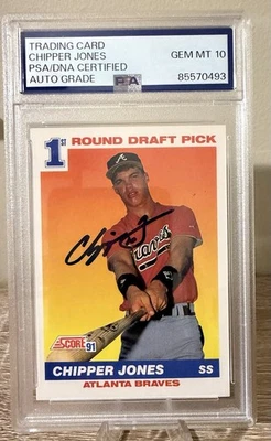 Chipper Jones Signed 1991 Score #671 Rookie Card RC Auto PSA - Image 1 of 2