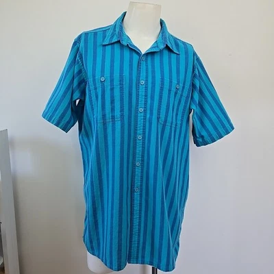 Vintage LL Bean Cool Weave Blue Striped Short Sleeve Shirt Men's XL Tall USA - Image 1 of 4