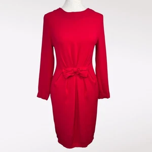 Vintage Lanz rot Schleife Taille Langarm Minikleid Made in USA Petite Größe XS - Bild 1 von 9