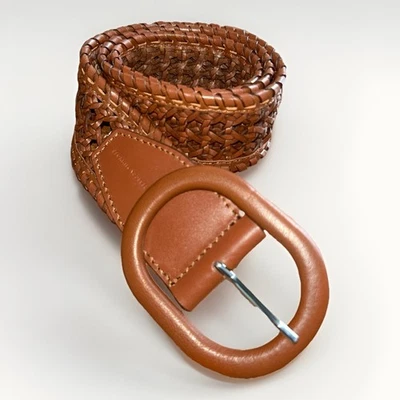 Cinturón y hebilla de cuero trenzado Rebecca Minkoff para mujer talla pequeña marrón boho chic Foto 1 de 4