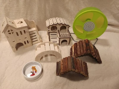 Hamster Zwerghamster Rennmaus Mäuse Zubehör Set Laufrad 20cm Häuschen Neu - Bild 1 von 4