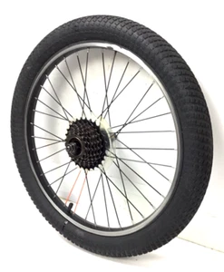 20" Rear Bicycle Alloy Wheel Black 7s Freewheel 2.30" Tire Kids MTB Bike #X30 - Picture 1 of 3