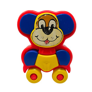 Amloid Corp Plastic Shape Toy Puzzles- Puppy Dog On Wheels Vintage
