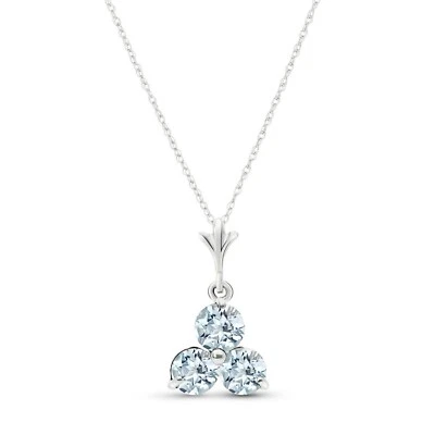 14K. COLAR DE OURO MACIÇO COM ÁGUA-MARINHA NATURAL (ouro branco) - Imagem 1 de 4