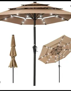 10Ft 3 Tiers Market  Patio Outdoor Umbrella with Ventilation with LED lighting  - Picture 1 of 3