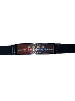 Pulsera Trump 2024 Take America Back Acero Inoxidable Cara Negra y Banda Ajustable Foto 1 de 4