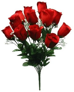 Red 14-Rose 21" Bush Microfiber Nice Quality Silk Flower Wedding Home Decor US - Picture 1 of 1