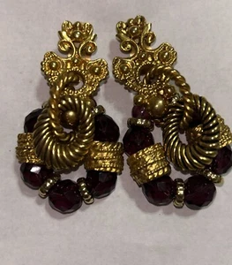 Opulentos pendientes colgantes largos de 3 1/2” firmados por PINKY PARIS, púrpura - Imagen 1 de 3