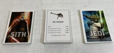 Star Wars Monopoly CLONE WARS Repuesto SITH + JEDI + Tarjetas de Propiedad Completas Foto 1 de 4