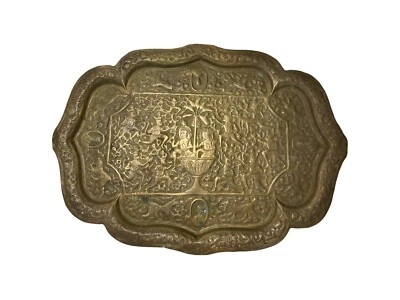 Antigua bandeja hindú de latón Ramayana Foto 1 de 4