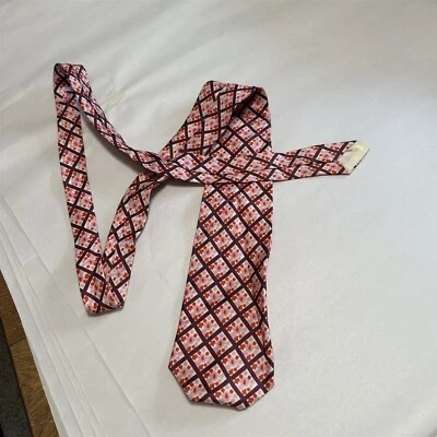 Corbata Vintage Seta Seda Hecha en Italia Púrpura Abstracto Mod Retro Naranja Foto 1 de 4