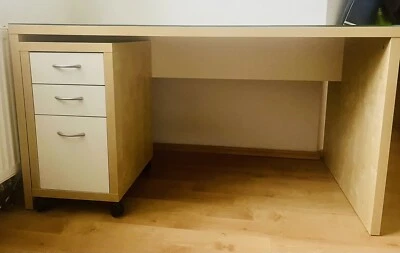 Moderner (Jugend-) Schreibtisch mit hochwertiger Glasplatte & Rollcomtainer - Bild 1 von 3