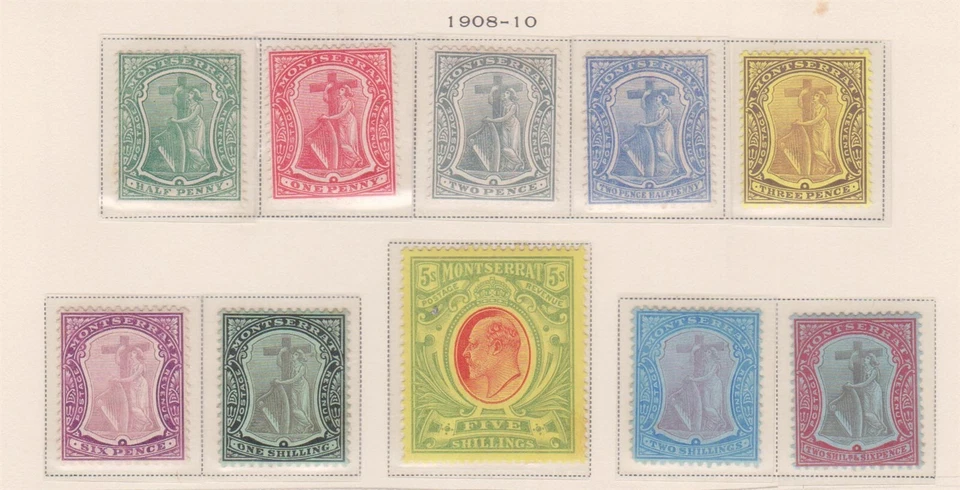 F199-56 1908-10 Montserrat Set Eduardo VII y colonia 1/2d to5/- MH B (BL09) Foto 1 de 1