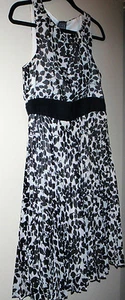 Size 8 White & Black Dress Sheer Lined Pleated Willa Waters Design - Picture 1 of 8