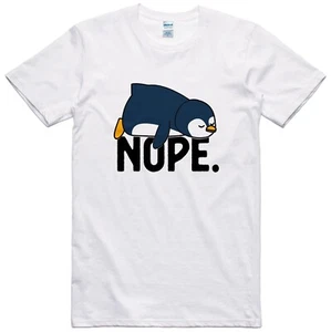 Funny T-Shirt Penguin Design Regular Fit Cotton Tee - Picture 1 of 1