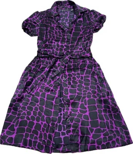 INC International Concepts 100% Silk Purple Giraffe Button Up Shirt Dress 2 P - Picture 1 of 9