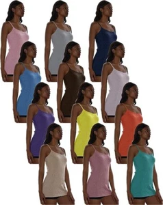 Sexy Basics Women's / 12 Pack Basic Solid Color Cotton Stretch Camisole A - Picture 1 of 6