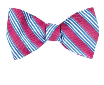 Men's 100% Silk Designer Stripe Self Tie Woven Bowtie- NWT - Image 1 of 3