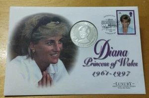#b 1998 UK Princess of Wales Stamp Luxury FDC inlaid Diana Silver Medallion Coin - Picture 1 of 8