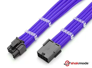 8 pin to 6+2 pin Pcie Purple Sleeved Extension 30cm 2 Free cable Combs Shakmods - Picture 1 of 6