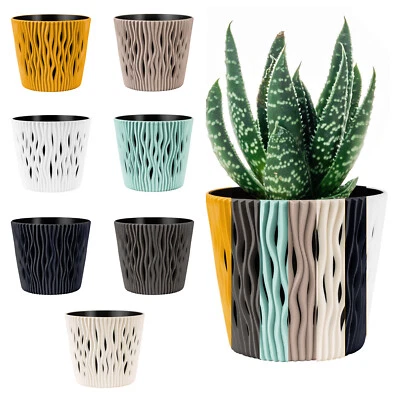 Blumentopf Pflanzgefässe Sandy round Kunststoff Pflanzkübel mit Einsatz 7 Farben - Bild 1 von 4