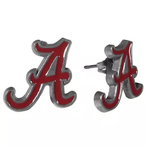 Alabama Crimson Tide Stud Earrings (Script "A") Hypoallergenic NCAA Licensed - Picture 1 of 3