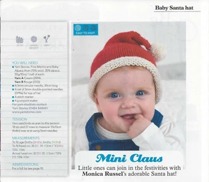 Knitting pattern for baby Christmas santa hat in aran - Picture 1 of 1