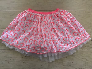 Gap Kids Girls Bright Coral Embroidered Skirt With Tule Underskirt Sz L(10) Euc - Picture 1 of 3