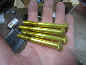 4 NOS 3/8" - 16 X 3" Coarse BRASS Hex Head Machine Cap Screws Bolts USA - Picture 1 of 3