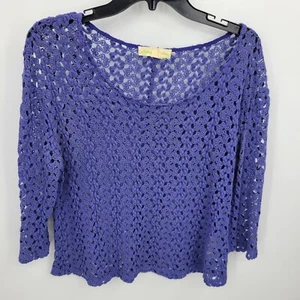 Staring at Stars Sweater Womens Small Purple Open Knit Scoop Neck Romantic - Picture 1 of 7