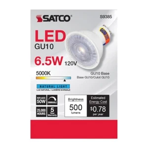Satco S9385 - 6.5 Watt LED MR16 Light Bulbs - 5000K - GU10 Base (6 Pack) - Picture 1 of 8
