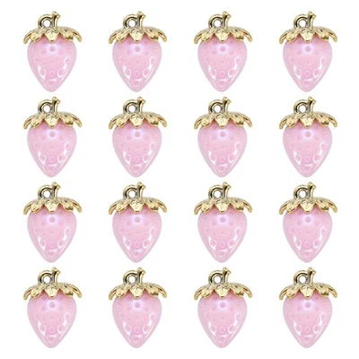 Dije Fresa, Paquete de 16 Dijes Acrílicos Fresa Colgante A Granel, Rosa Foto 1 de 4