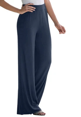 Pantalón Jessica London para mujer talla grande Petite Everyday tejido elástico pierna ancha Foto 1 de 4