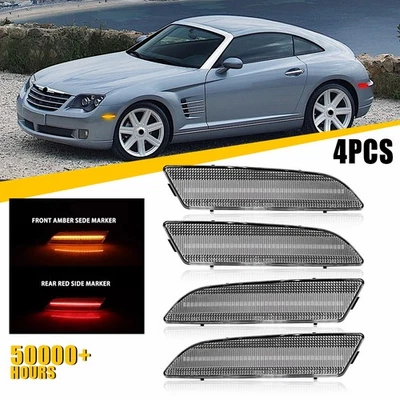 4X Luces de señalización laterales transparentes para lente de parachoques delanteras traseras para Chrysler Crossfire 04-08 Foto 1 de 4