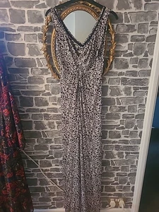 FatFace Maxi Summer/ Holiday Dress Black/ivory Size 10 - Picture 1 of 7