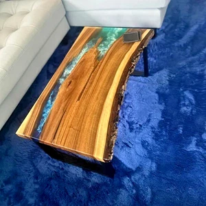 Coffee Sofa Table Decor Epoxy Resin Walnut Wood Table Top For Hallway Decor - Picture 1 of 7