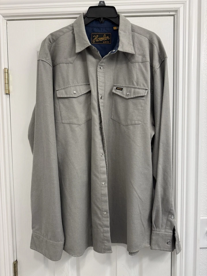 Howler Brothers Pearl Snap Flannel Shirt - XL - Gray - Western - Image 1 of 4