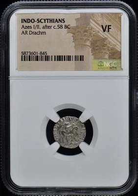 Azes I/II, after c.58 BC INDO-SCYTHIANS AR Drachm NGC VF20 - Image 1 of 4