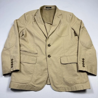 L.L.Bean Blazer Mens 42 Regular Khaki Tan Elbow Patch Sport Field Coat Outdoor - Image 1 of 4