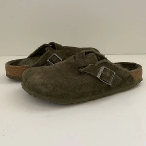 Zoccoli Birkenstock Boston verdi scamosciati foderati in shearling donna 8 uomini 6 EU 39 verdi - Foto 1 di 9