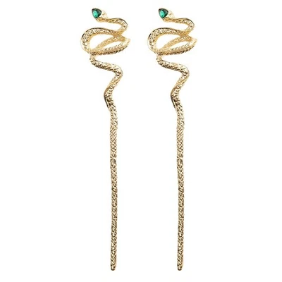 2 Pcs Gold Snake Japanese Hairpin, Chopsticks, Hair Sticks, Bun, Shawl, Women - Image 1 of 4