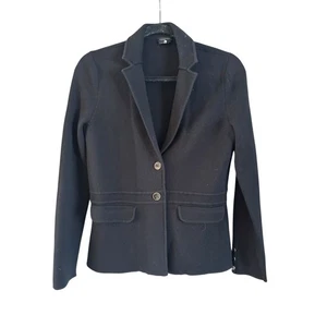 Talbots Women’s 100% Merino Wool Blazer 2 Button Black Size Small Minimalist - Picture 1 of 6