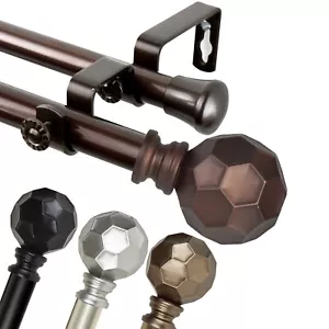 Cara 3/4” Adjustable Drapery Double Curtain Rod 28"-170" (4 sizes, 4 colors) - Picture 1 of 17