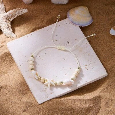 Fashion Shell Starfish Conch Turtle Braided Bracelet Bangle Women Holiday Gift — 第 1/4 张图片